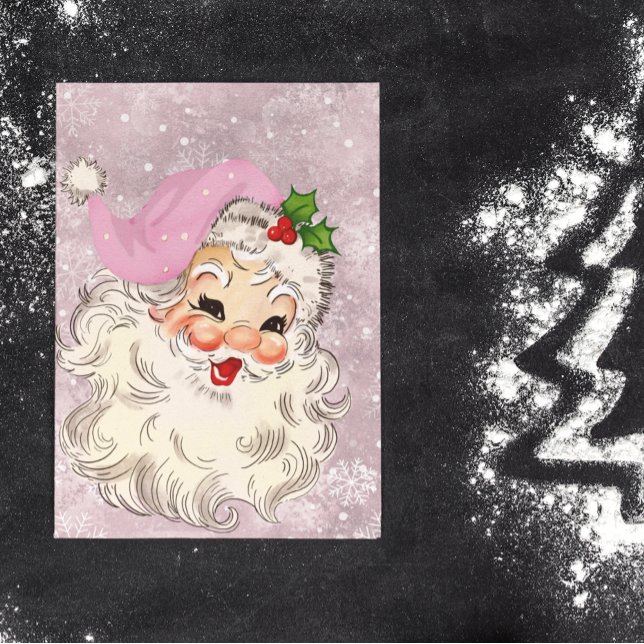 Vintage Retro Pink Santa Claus Christmas Postcard (Creator Uploaded)
