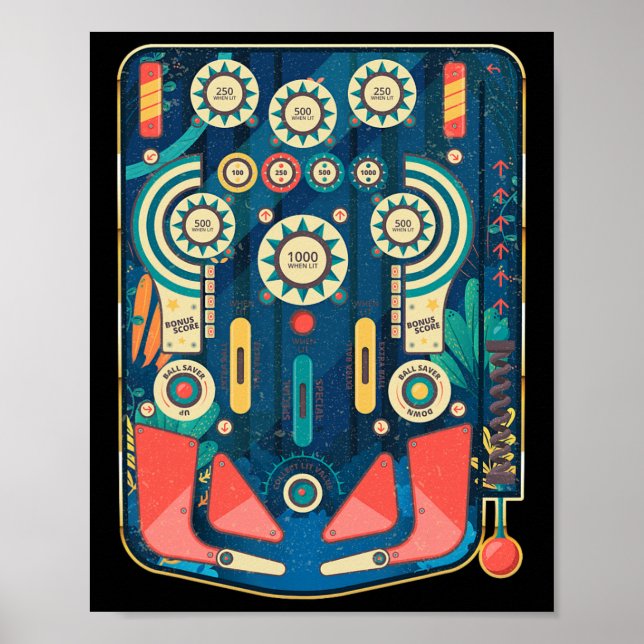 Vintage Retro Pinll Arcade Game Machine  Poster (Front)