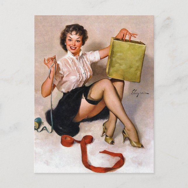 Vintage Retro Pinup Art Pin Up Girl Postcard (Front)