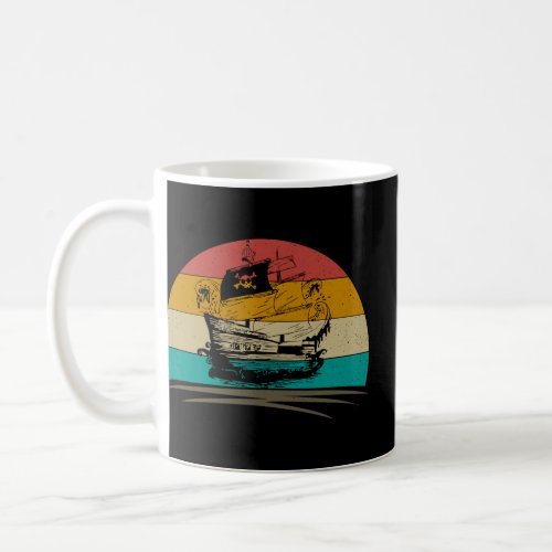 Vintage Retro Pirate Ship And Sailboat Of the Paci Coffee Mug