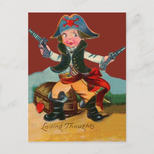 Vintage Retro Pirate Valentine Card