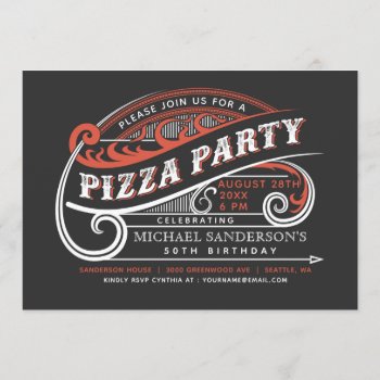 Vintage Retro Pizza Party Invitations by Anything_Goes at Zazzle