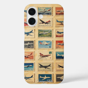 Vintage Retro Plane Stamps iPhone 16 Case