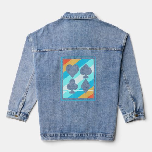 Vintage Retro Poker Casino Card Symbols Gambler  Denim Jacket