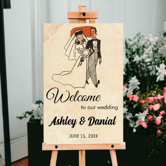 Vintage retro pop art rustic comic book wedding foam board