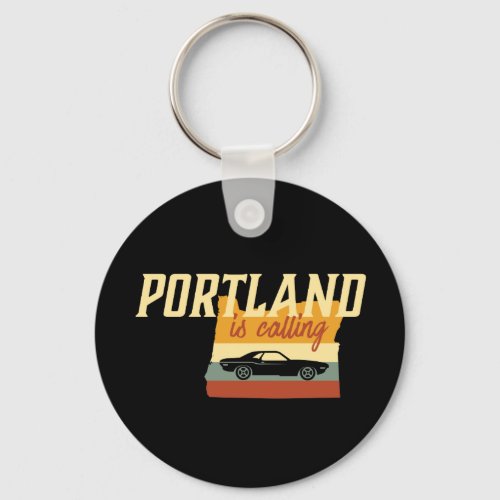 Vintage Retro Portland Oregon USA City Map Keychain