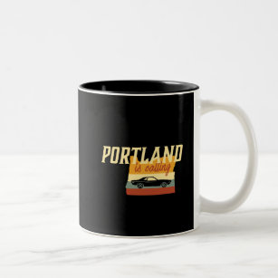 Vintage Retro Portland Oregon USA City Map Two-Tone Coffee Mug