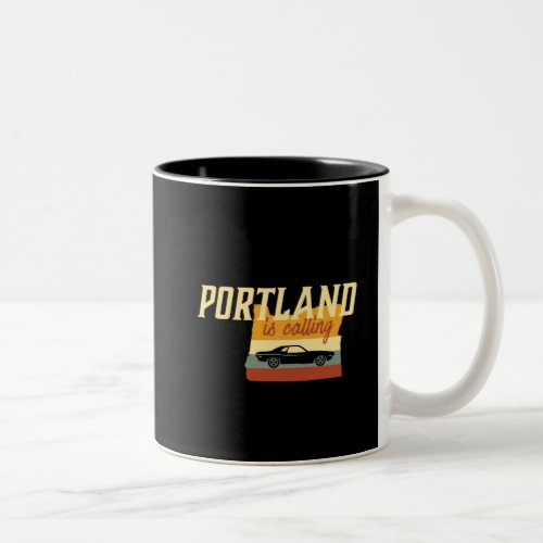 Vintage Retro Portland Oregon USA City Map Two_Tone Coffee Mug