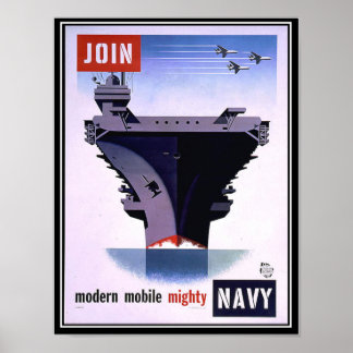 Vintage Retro Poster Join the Navy