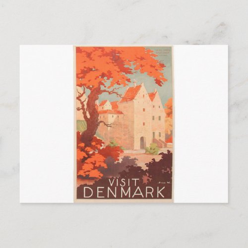 Vintage Retro Poster Visit Denmark Postcard