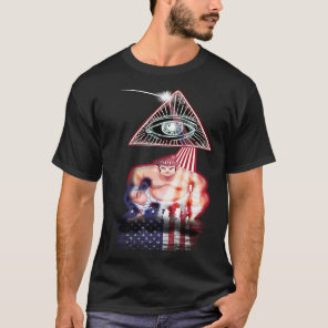 Vintage Retro Prism US Flag Sumo Wrestler T-Shirt