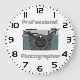 Vintage Retro Professional Photographer Camera Large Clock