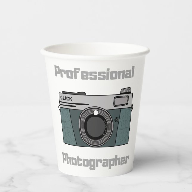 Vintage Retro Professional Photographer Camera Paper Cups (Front)