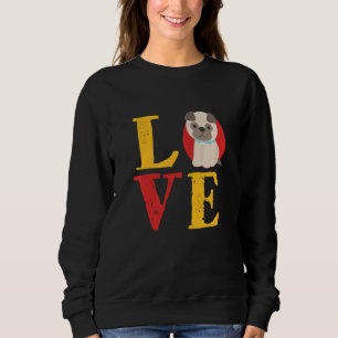 Vintage Retro Pug Puppy Love Cute Funny Dog Sweatshirt