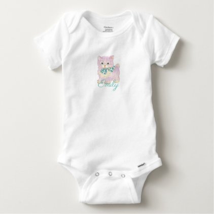 Vintage/Retro Purple Kitten Personnalised Baby Onesie