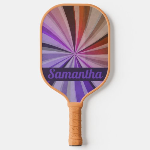 Vintage Retro Purple Rainbow Personalized Name Pickleball Paddle