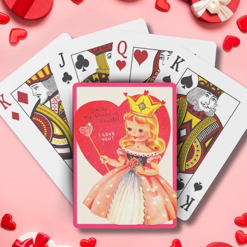 Vintage Retro Queen Of Hearts Valentines Day Playing Cards