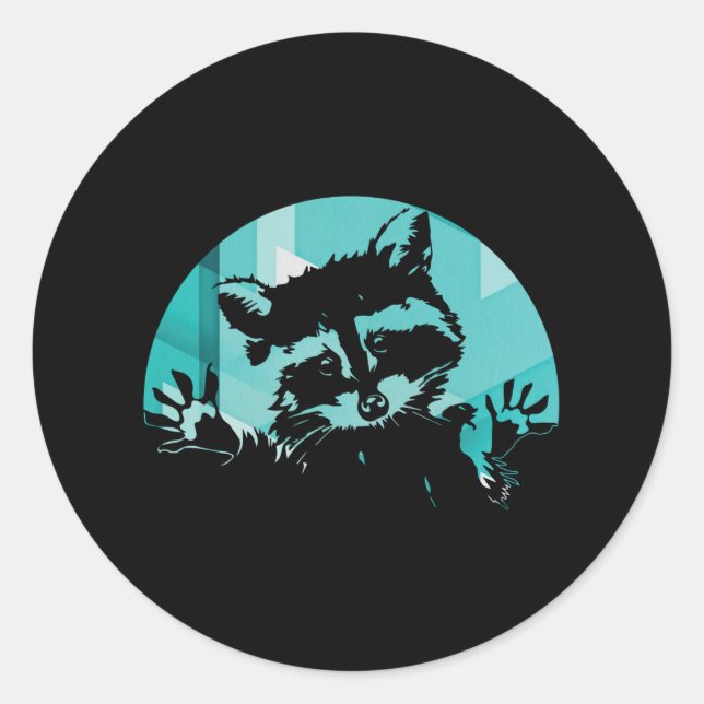 Vintage Retro Raccoon Classic Round Sticker (Front)