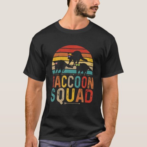 Vintage Retro Raccoon Squad Raccoon Wearing Sungla T_Shirt