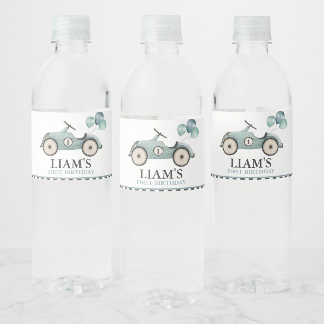 Vintage Retro Racing Car Water Bottle Label (Bottles)