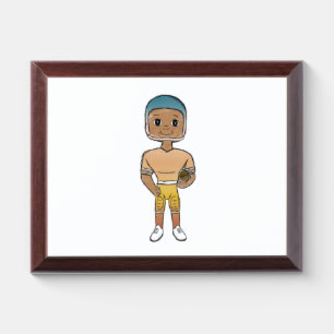 vintage retro rainbow football player ombre award plaque