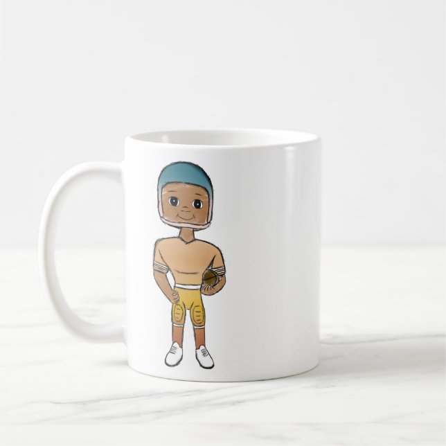 vintage retro rainbow football player ombre coffee mug (Left)