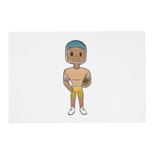vintage retro rainbow football player ombre placemat