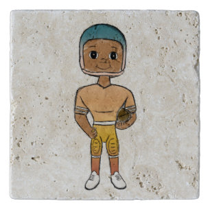 vintage retro rainbow football player ombre trivet