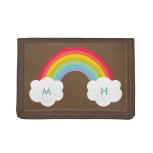 Vintage Retro Rainbow Monogram Trifold Wallet
