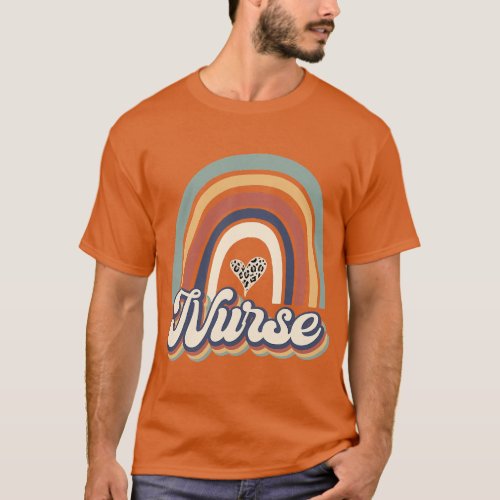 Vintage Retro Rainbow Nurse Nursing Nurse Day Moth T_Shirt