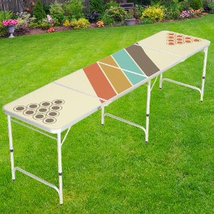 Vintage Retro Rainbow Striped Beer Pong Table