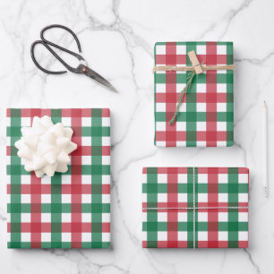 Vintage Retro Red and Green Plaid Wrapping Paper Sheets