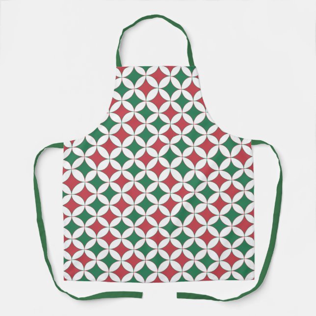Vintage Retro Red and Green Square Plaid Apron (Front)