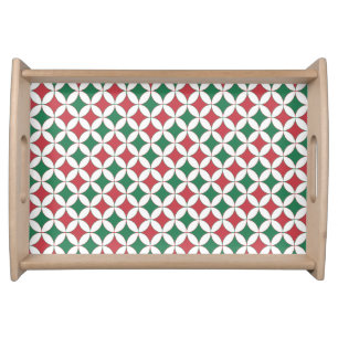 Vintage Retro Red and Green Square Plaid Serving Tray