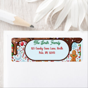 Vintage Retro Red Candy Cane Wonderland Christmas Label