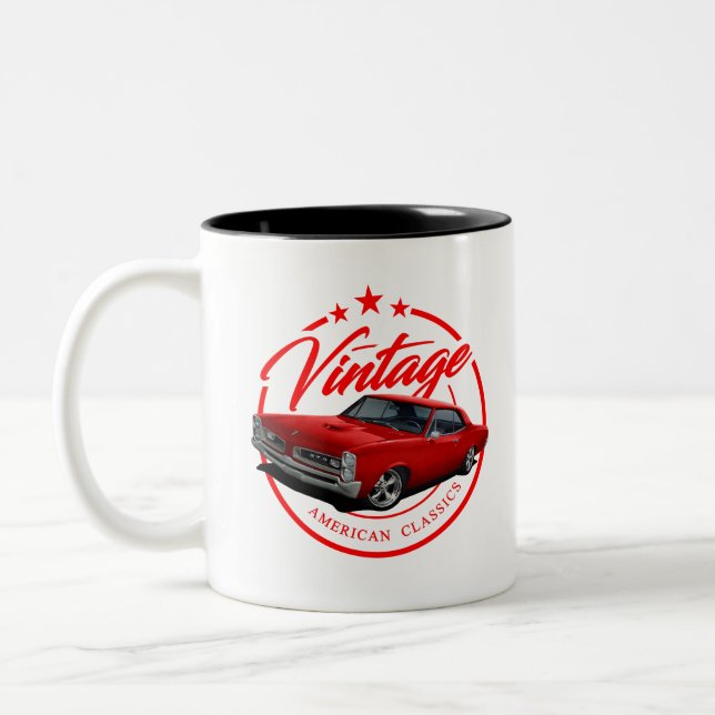 Vintage Retro Red GTO Two-Tone Coffee Mug (Left)
