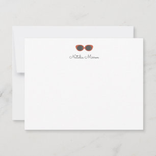 Vintage Retro Red Sunglasses Polka Dot Pattern Note Card