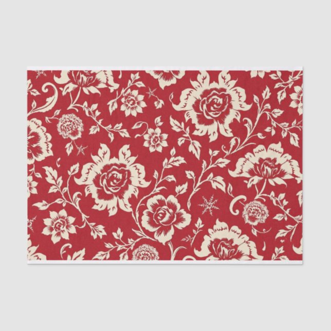 Vintage Retro Red toile de jouy Tissue Paper (Front)