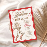 Vintage Retro Red Yeehaw Cowgirl 40th Birthday  Invitation<br><div class="desc">Vintage Retro Red Yeehaw Cowgirl 40th Birthday Invitation

Red and brown cowgirl or western themed 40th birthday invitation featuring a line cowgirl image,  rope style text,  stars and scalloped border.  This hello 40 cowgirl birthday invitation is ideal for a western 40th birthday but can be used for any age.</div>