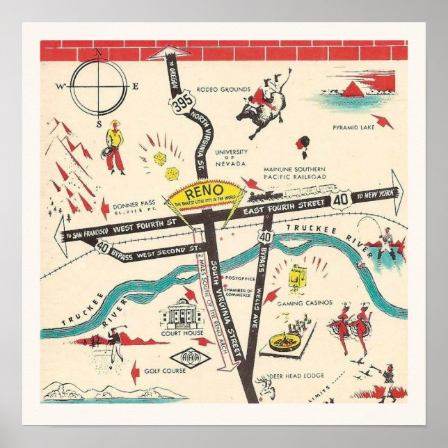 Vintage Retro Reno Nevada Print (Front)