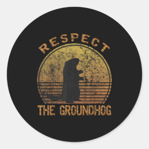 Vintage Retro Respect The Groundhog Holiday _ Mens Classic Round Sticker