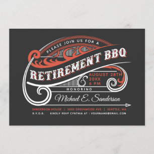 Vintage Retro Retirement BBQ Invitations
