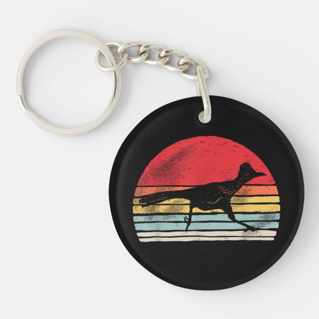 Vintage Retro Roadrunner Animal Lover Gift Keychain (Front)