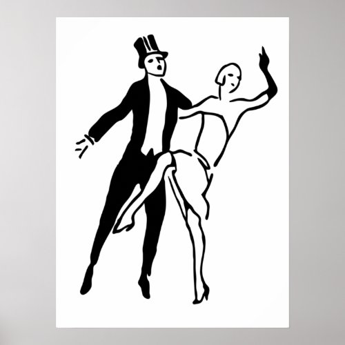 Vintage Retro Roaring Twenties Couple Dance Shape Poster