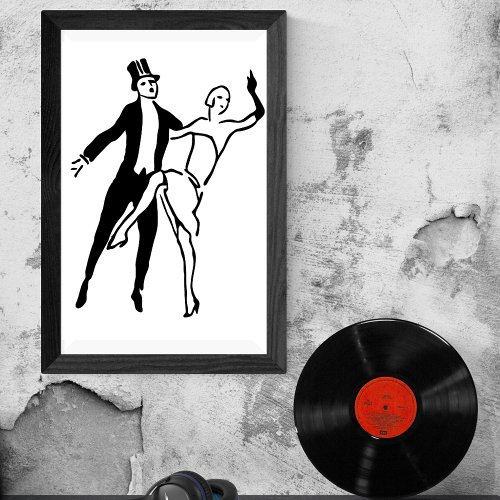 Vintage Retro Roaring Twenties Couple Dance Shape Poster