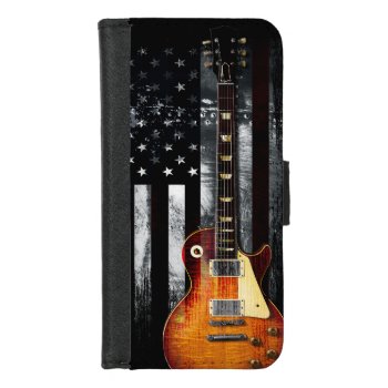 Vintage Retro Rock American Flag Guitar Iphone 8/7 Wallet Case by KDRDZINES at Zazzle