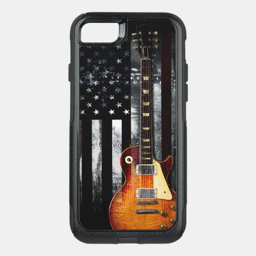 Vintage Retro Rock American Flag Guitar OtterBox Commuter iPhone SE87 Case