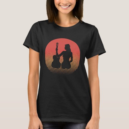 Vintage Retro Rock  Roll Music And Woman Guitar L T_Shirt