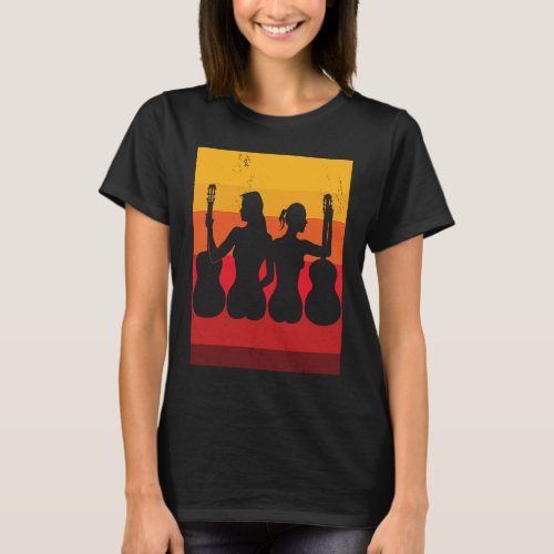 Vintage Retro Rock & Roll Music And Woman Guitar L T-Shirt