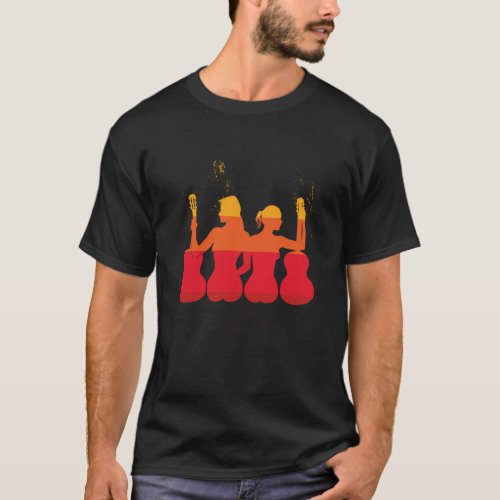 Vintage Retro Rock & Roll Music And Woman Guitar T-Shirt